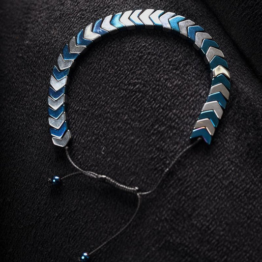 Chevron Style Blue & Silver Bracelet