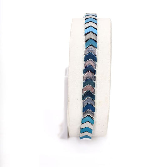 Chevron Style Blue & Silver Bracelet